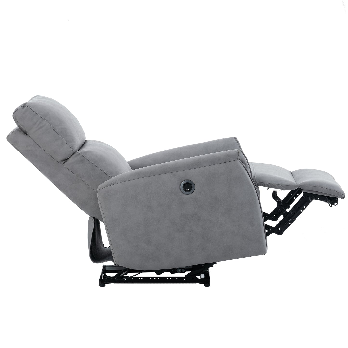 Electric Power Recliner Chair with USB Charging Ports and Side Control Button, Gray