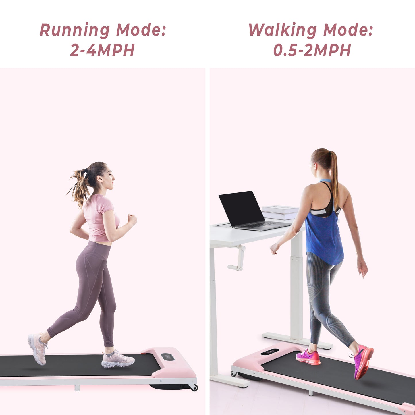 2 in 1 Under Desk Electric Treadmill 2.5HP, with Bluetooth APP and speaker, Remote Control, Display, Walking Jogging Running Machine Fitness Equipment for Home Gym Office