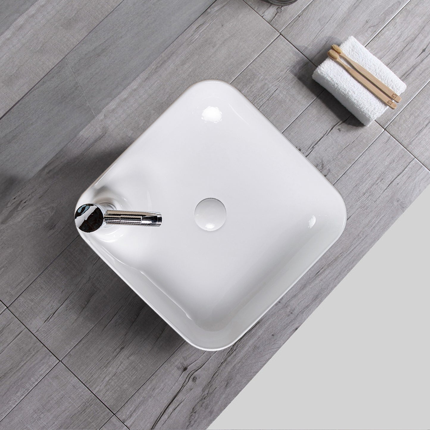 Vessel Bathroom Sink Basin in White Ceramic