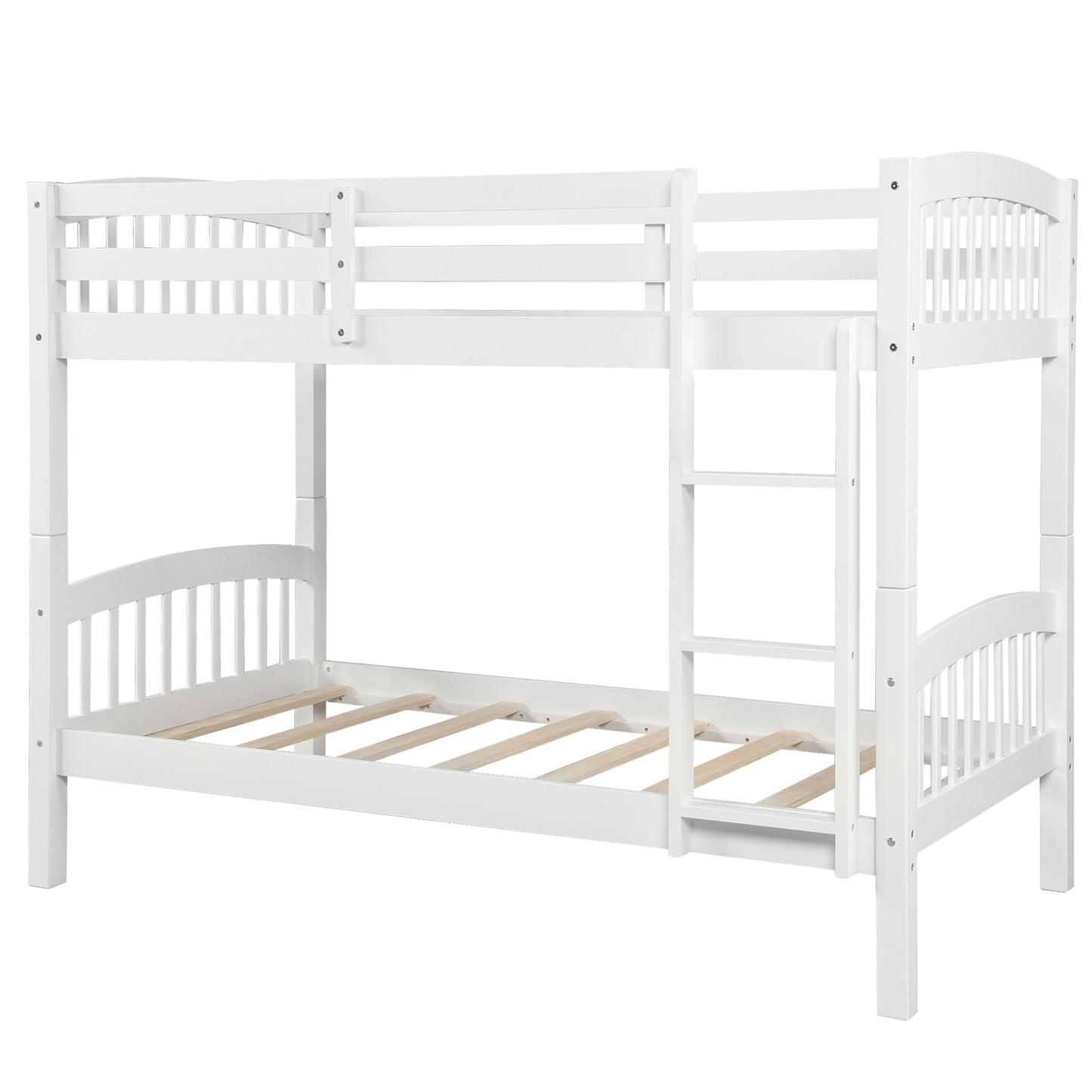 White Twin Bunk Bed with Ladder for Space Optimization