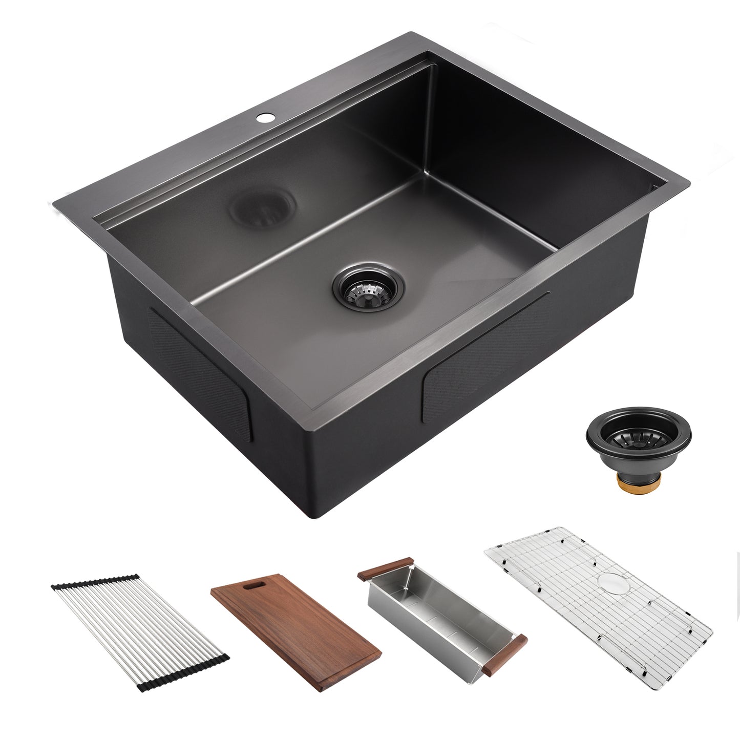 Gunmetal Black Stainless Steel Workstation Sink 27 x 22