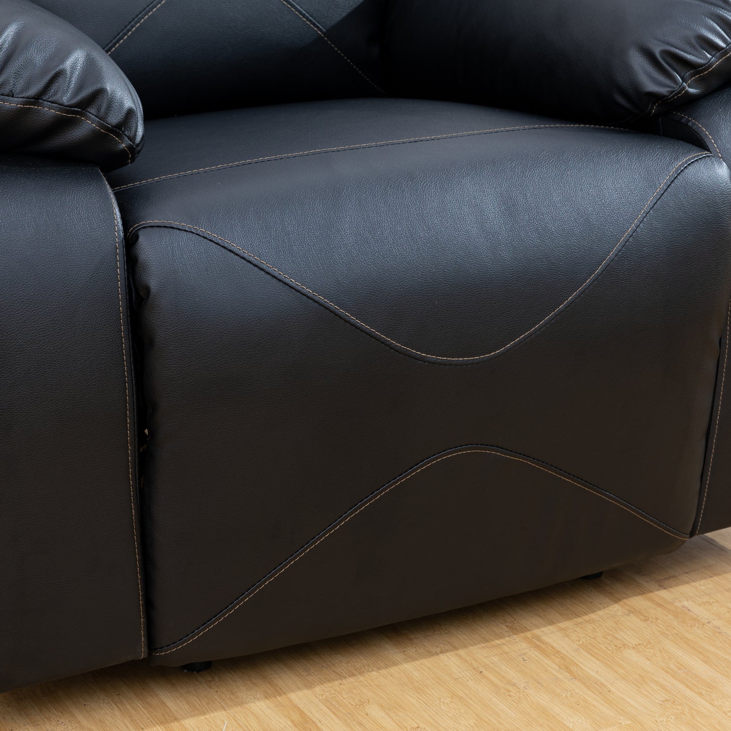 Elegant Black Leather Recliner Chair for Home Theater and Living Room