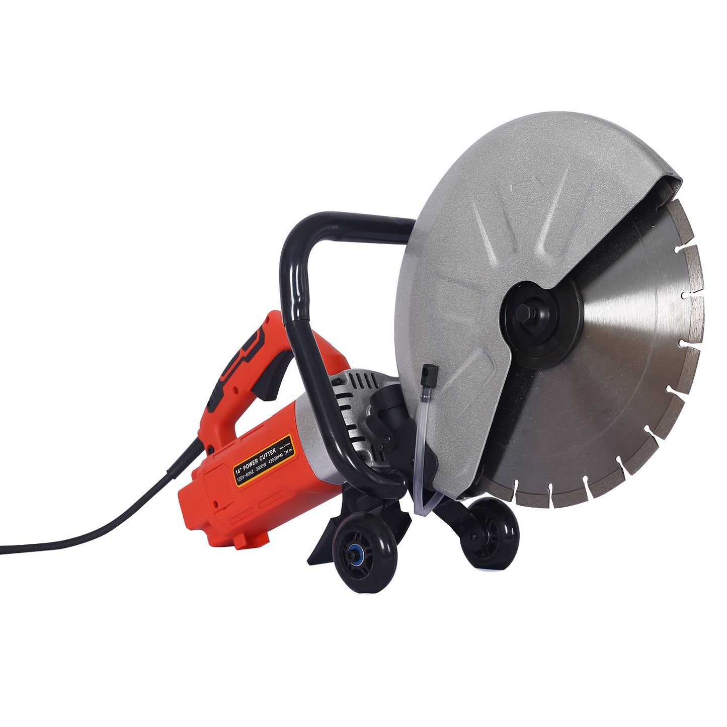 Electric 14" Cut Off Saw Wet/Dry Concrete Saw Cutter Guide Roller with Water Line Attachment 3000w with blade