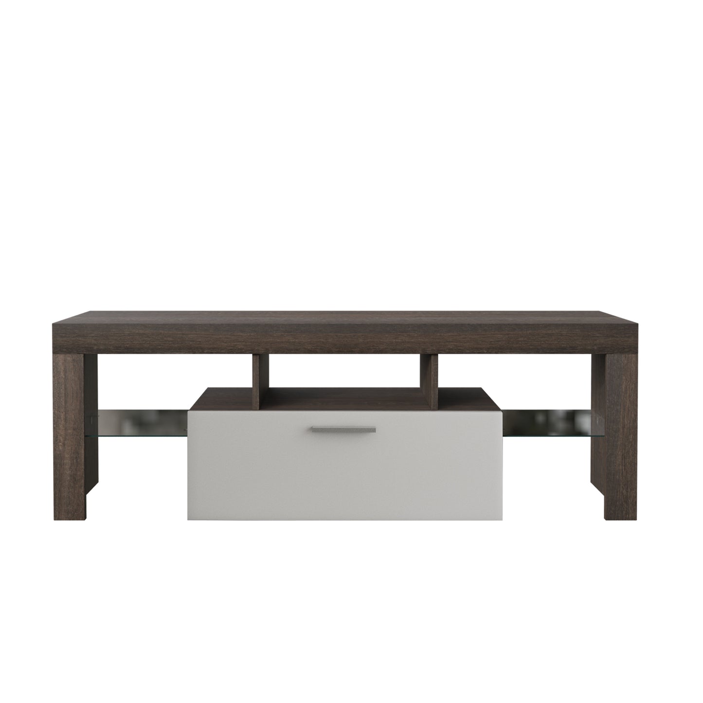 Quick Assembly Modern TV Stand with Toughened Glass Shelf and LED Color Changing Lights