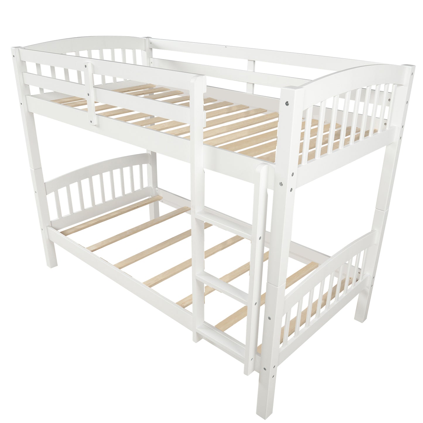 White Twin Bunk Bed with Ladder for Space Optimization