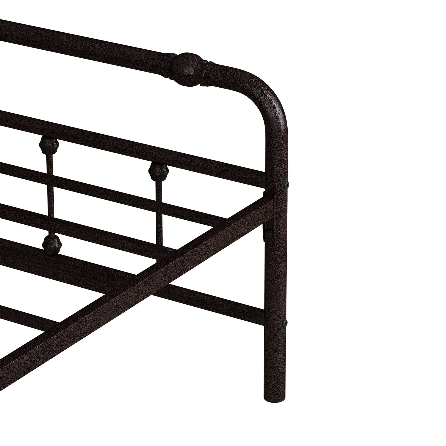 King Size Metal Platform Bed Frame with Victorian Style Wrought Iron-Art Headboard/Footboard, Deep Rustic Brown