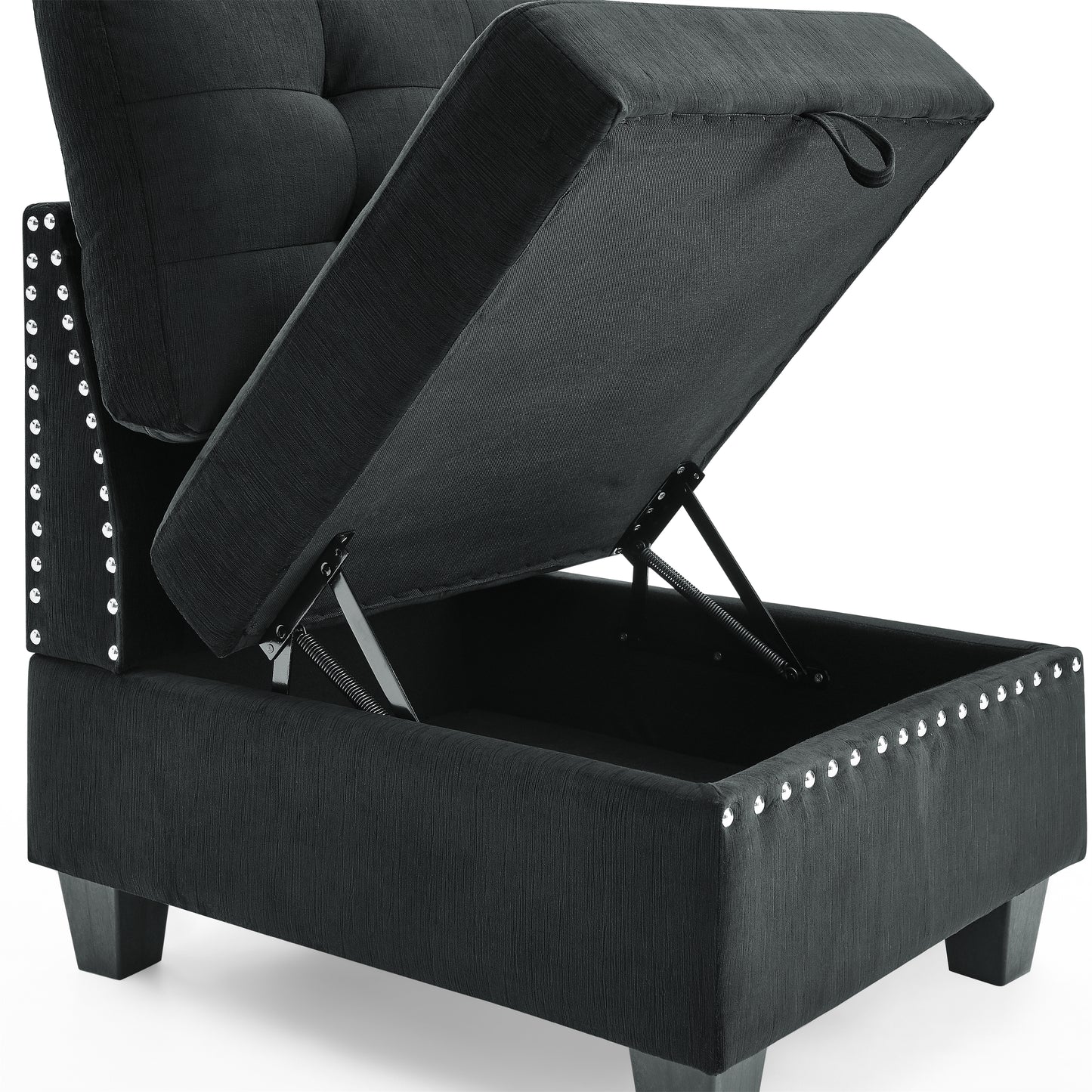 Luxurious Black Velvet Single Chair for Modular Sectional