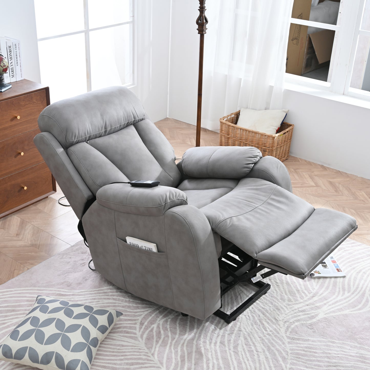 Elderly-Friendly Light Gray Electric Power Lift Recliner Chair