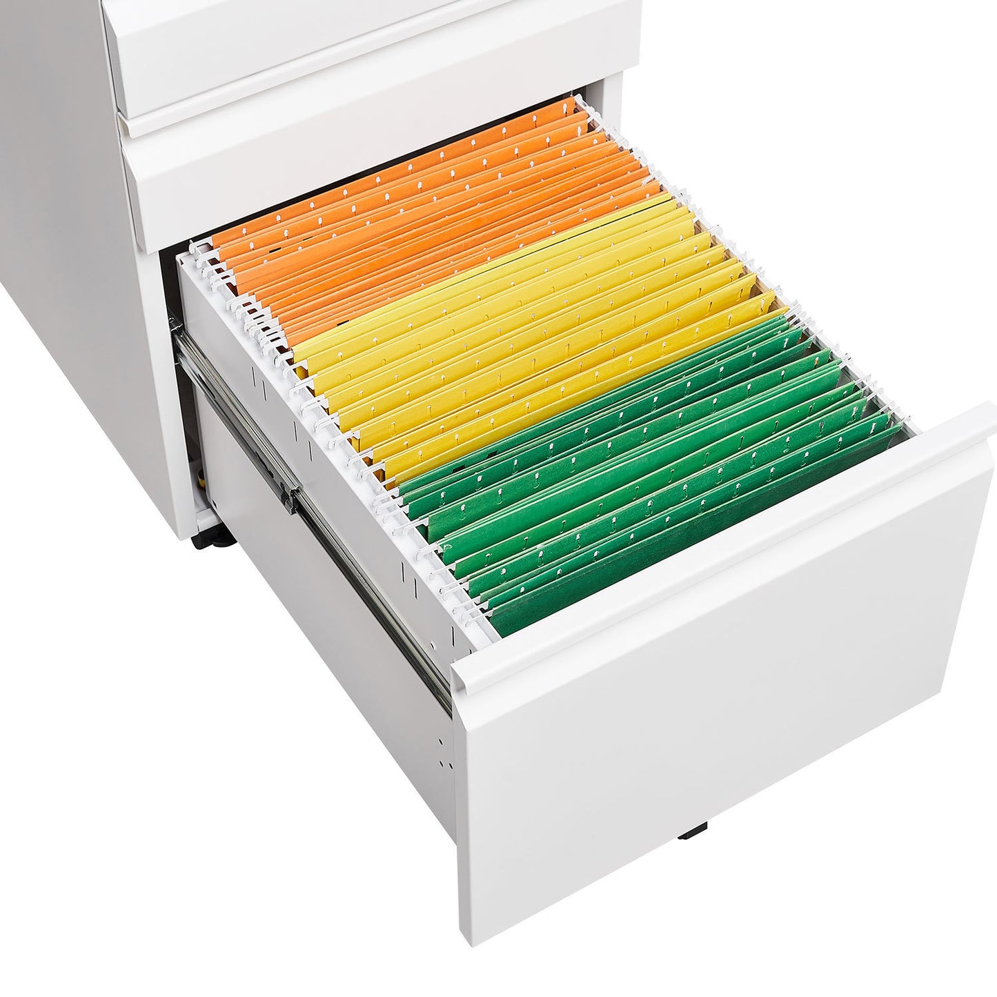 Mobile 3-Drawer Filing Cabinet with Lock, White Metal Office Storage for Legal/Letter Size Files