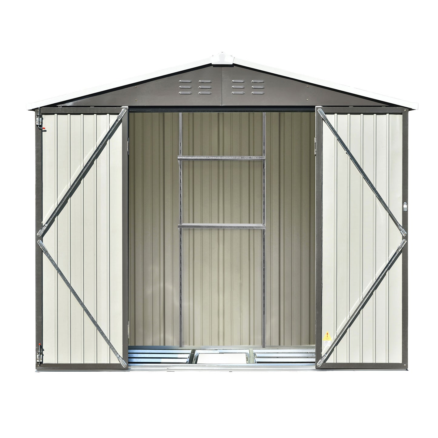 Patio 8ft x6ft Bike Shed Garden Shed, Metal Storage Shed with Adjustable Shelf and Lockable Doors, Tool Cabinet with Vents and Foundation Frame for Backyard, Lawn, Garden, Gray