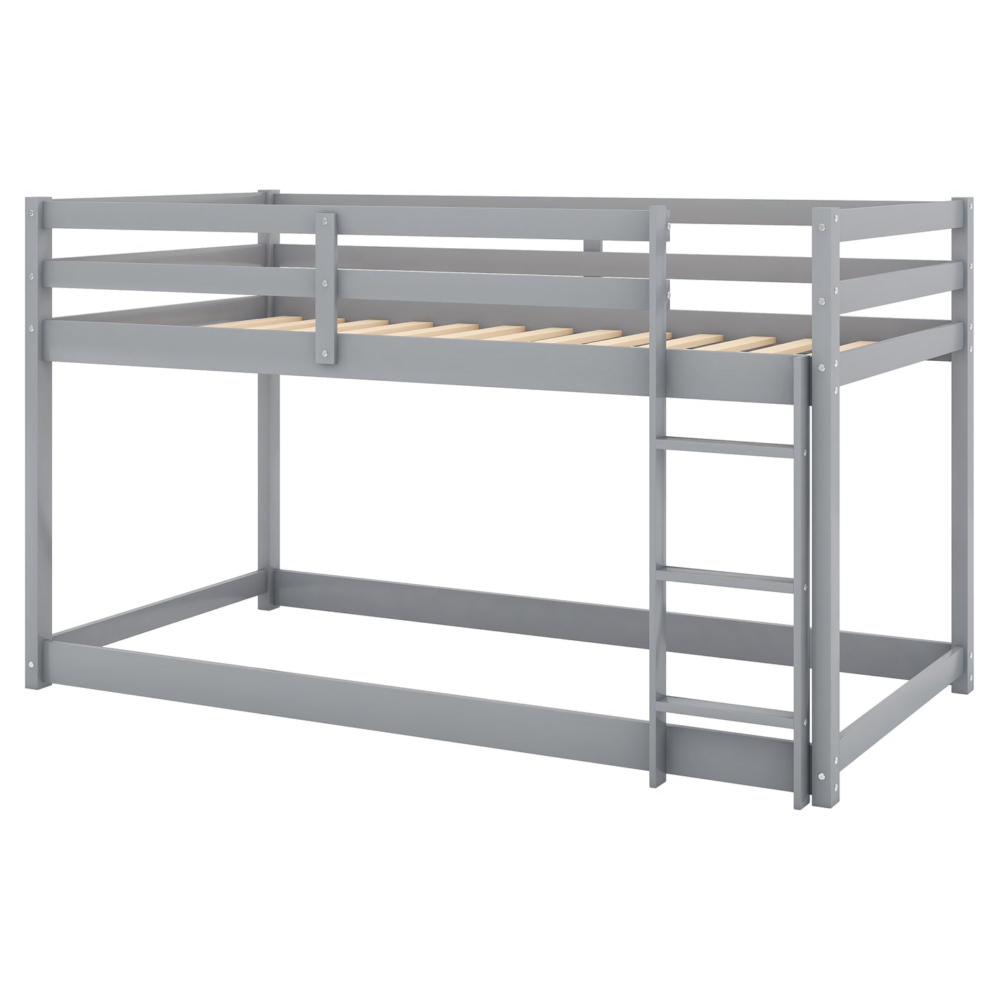 Gray Twin Bunk Bed with Low Floor Design