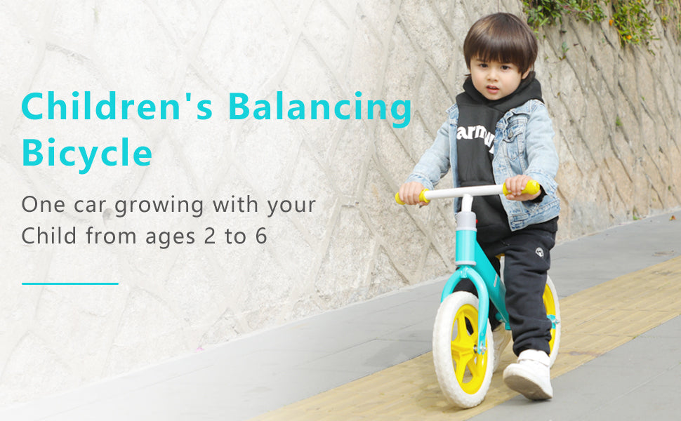 Adjustable Height Kids Balance Bike with Carbon Steel Frame and PE Tires - Suitable for 2-6 Years