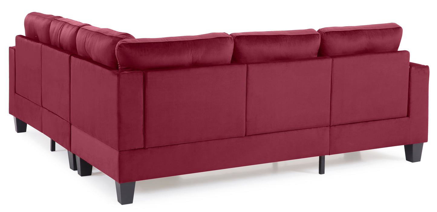 Nailer G312B-SC Sectional in Rich Burgundy Velvet