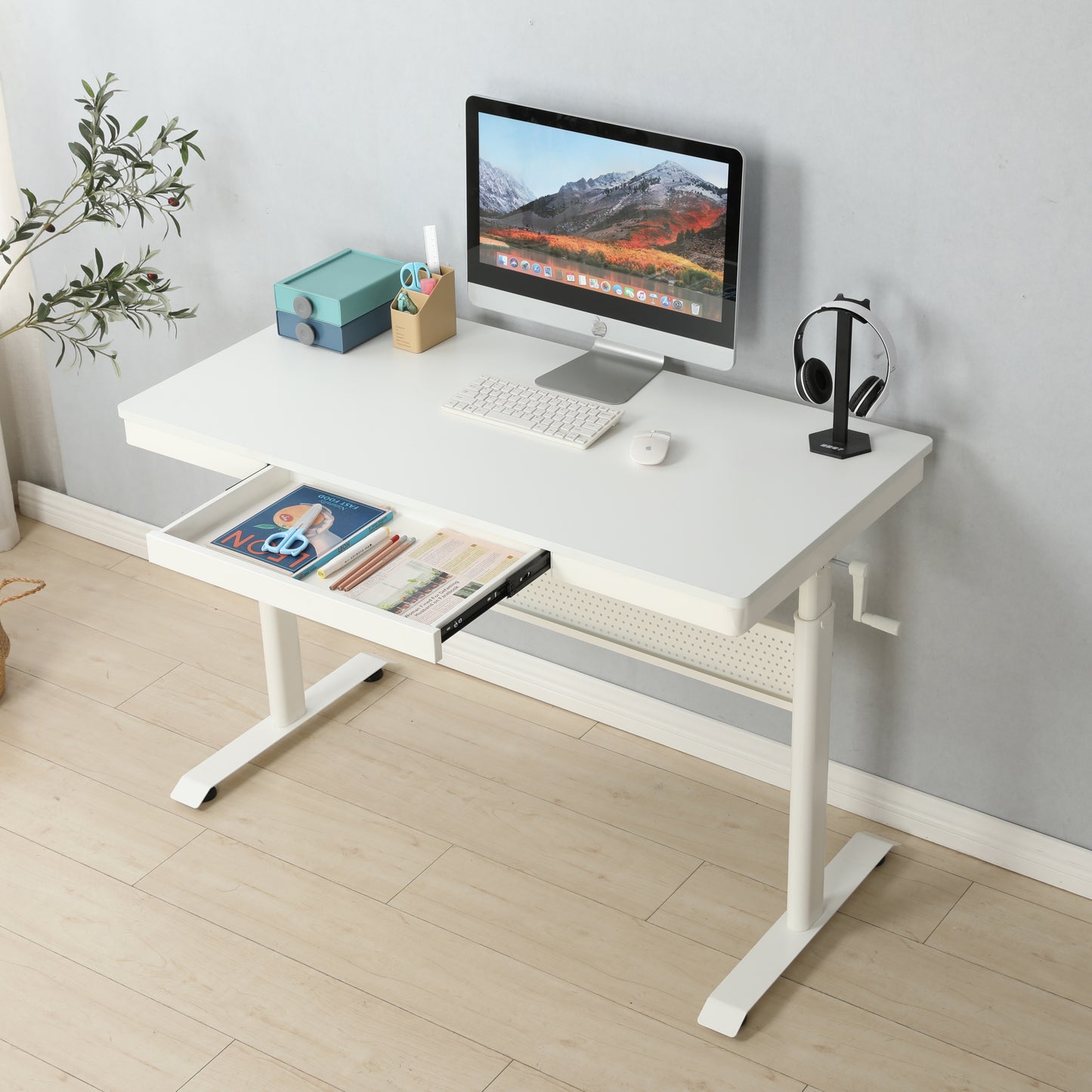 Adjustable Home Office Standing Desk with Storage Drawer