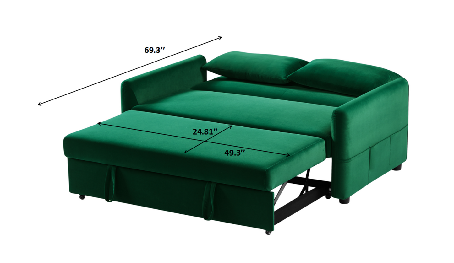 2033 Dark Green Convertible Sofa Chair Bed