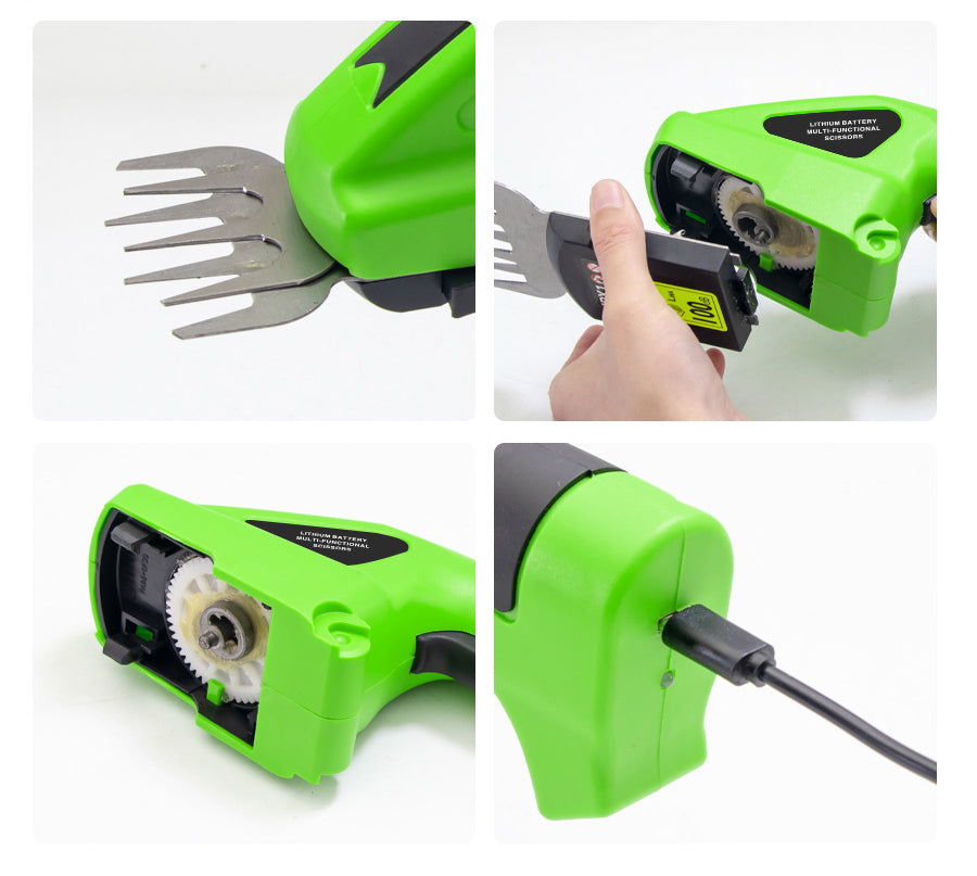 Cordless Grass Shear & Shrubbery Trimmer, 2 in 1 Handheld Hedge Trimmer, Including Charger and 7.2V Lithium-ion Battery