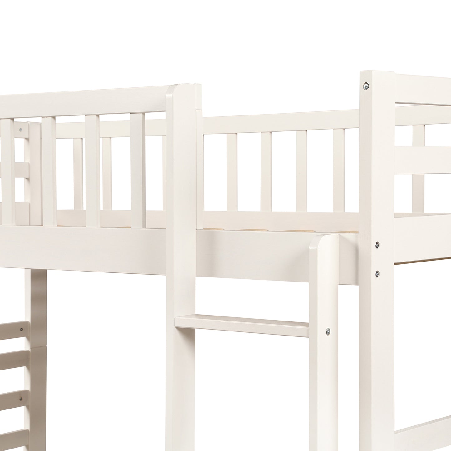 Kids Solid Hardwood Twin Bunk Bed Set with Trundle Bed and Safety Features