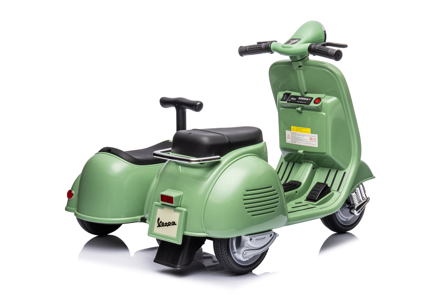 6V LICENSED Vespa Scooter Motorcycle with Side Car for kids, Green