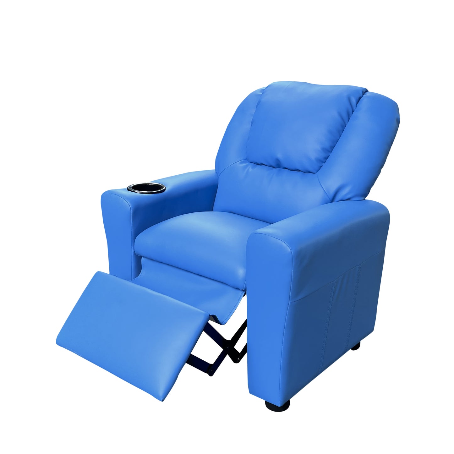 Blue Marisa PU Leather Kids Recliner Chair with Cupholder