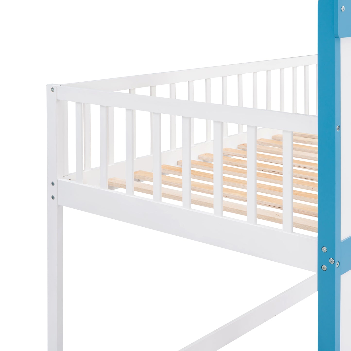 Blue Castle Bunk Bed with Ladder for Children