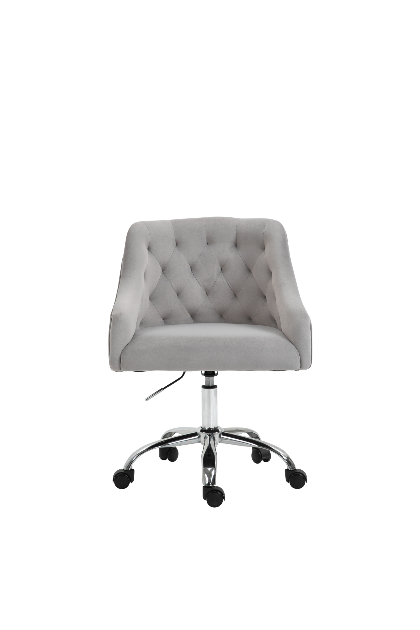 Velvet Office Swivel Chair, Vanity Chair, Fabric Desk Chair, Pretty Fancy Chair, Gold Office Chair for Girls, 360°Swivel Height Adjustable Reception Chair, Light Grey