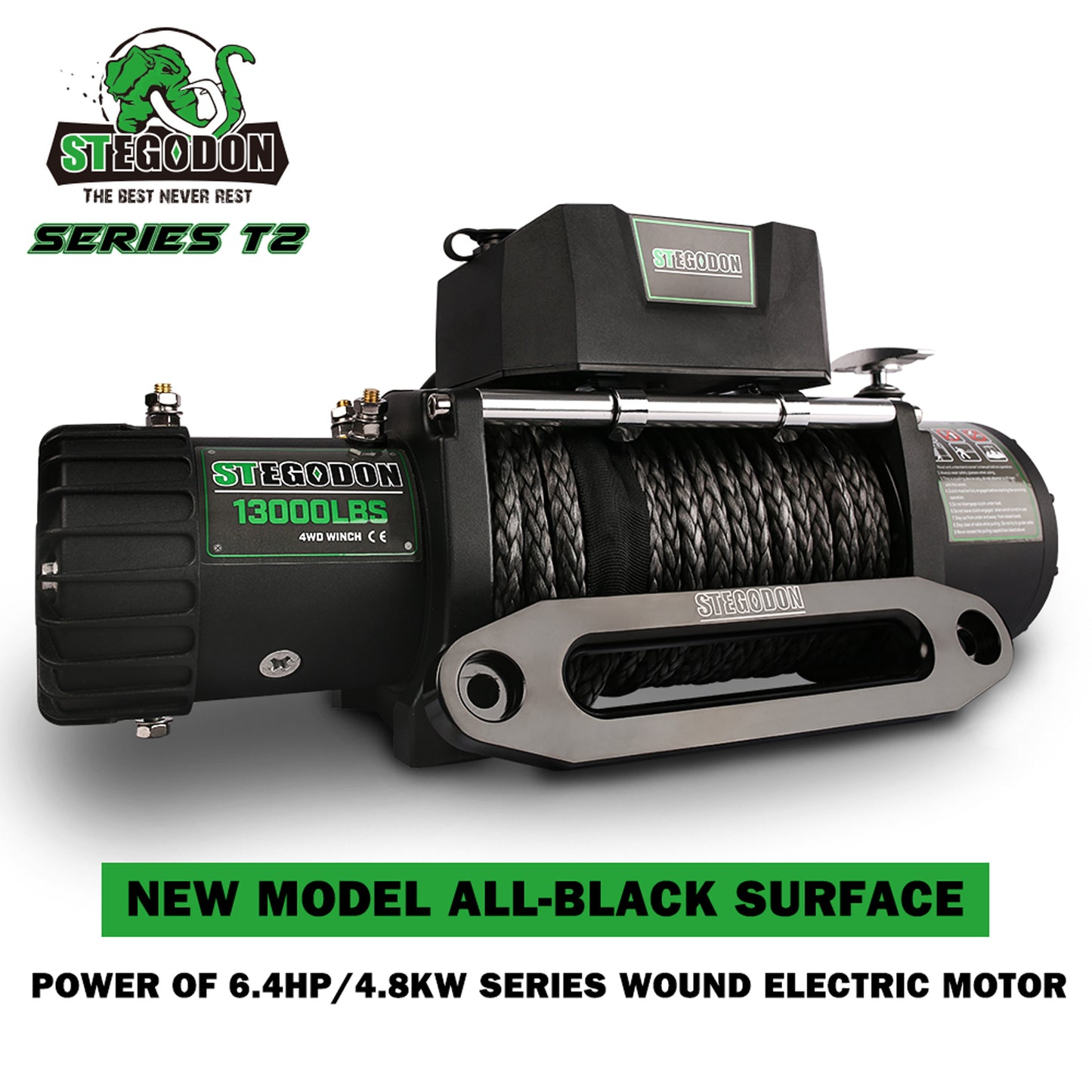 STEGODON 13000 LBS Electric Winch with Synthetic Rope and Dual Control Options