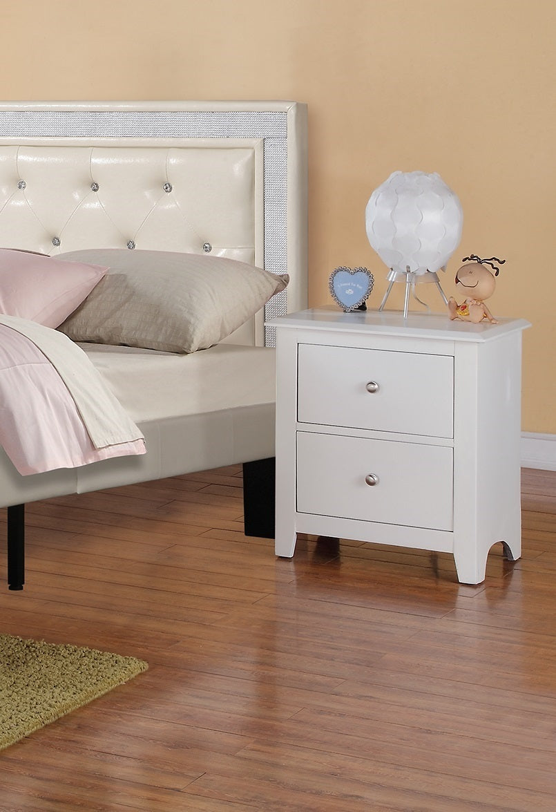 Bedroom Bed Side Table 1x Nightstand White Color Wooden 2 Drawers Table Nightstands