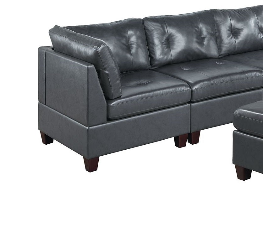 Luxurious Black Leather Modular Sectional Sofa Set