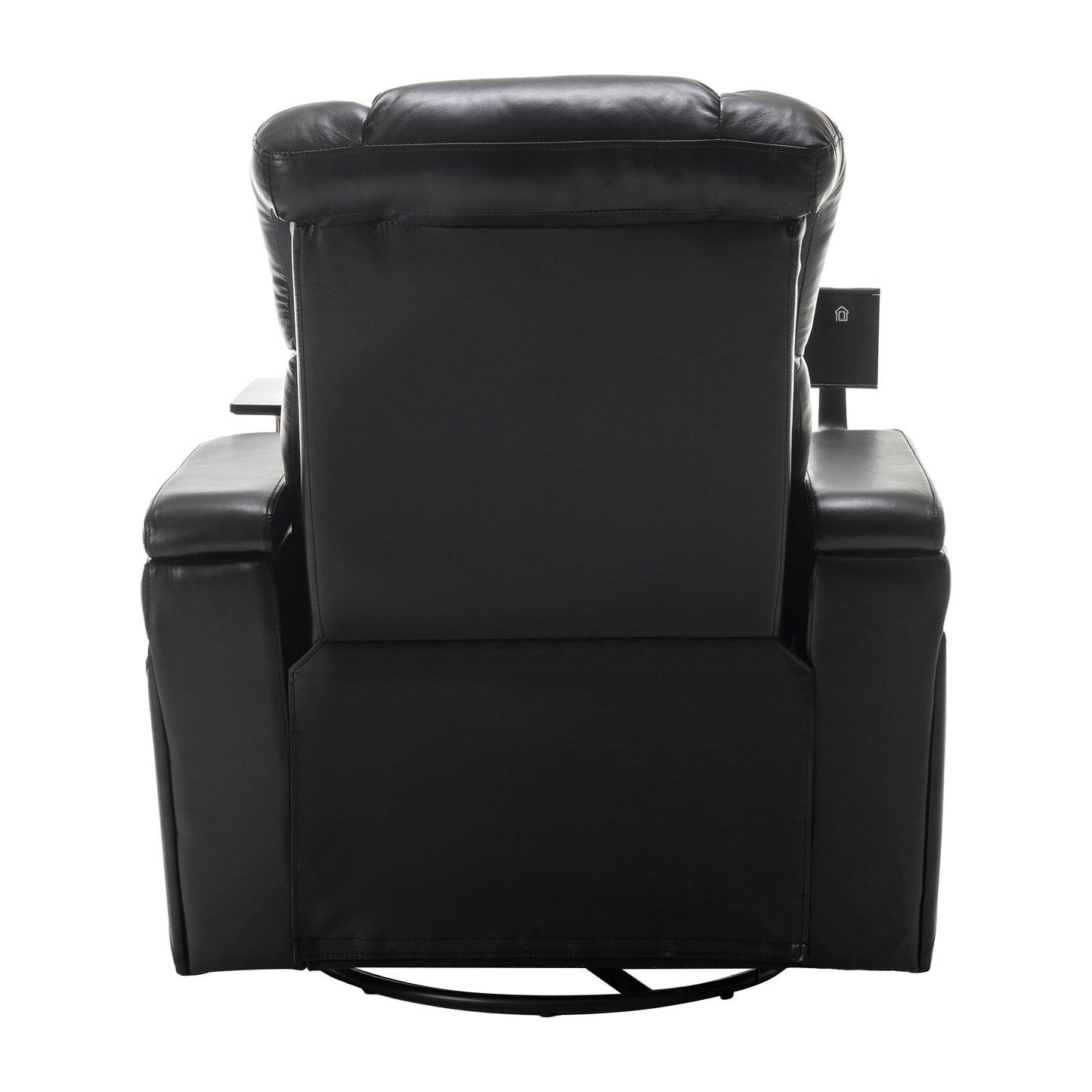 Luxury Black Swivel Recliner Chair with Tray Table, Phone Holder, and USB Port