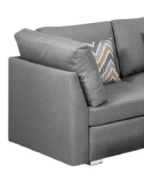 Gray Fabric Reversible Sectional Sofa Set with Ottoman and Pillows