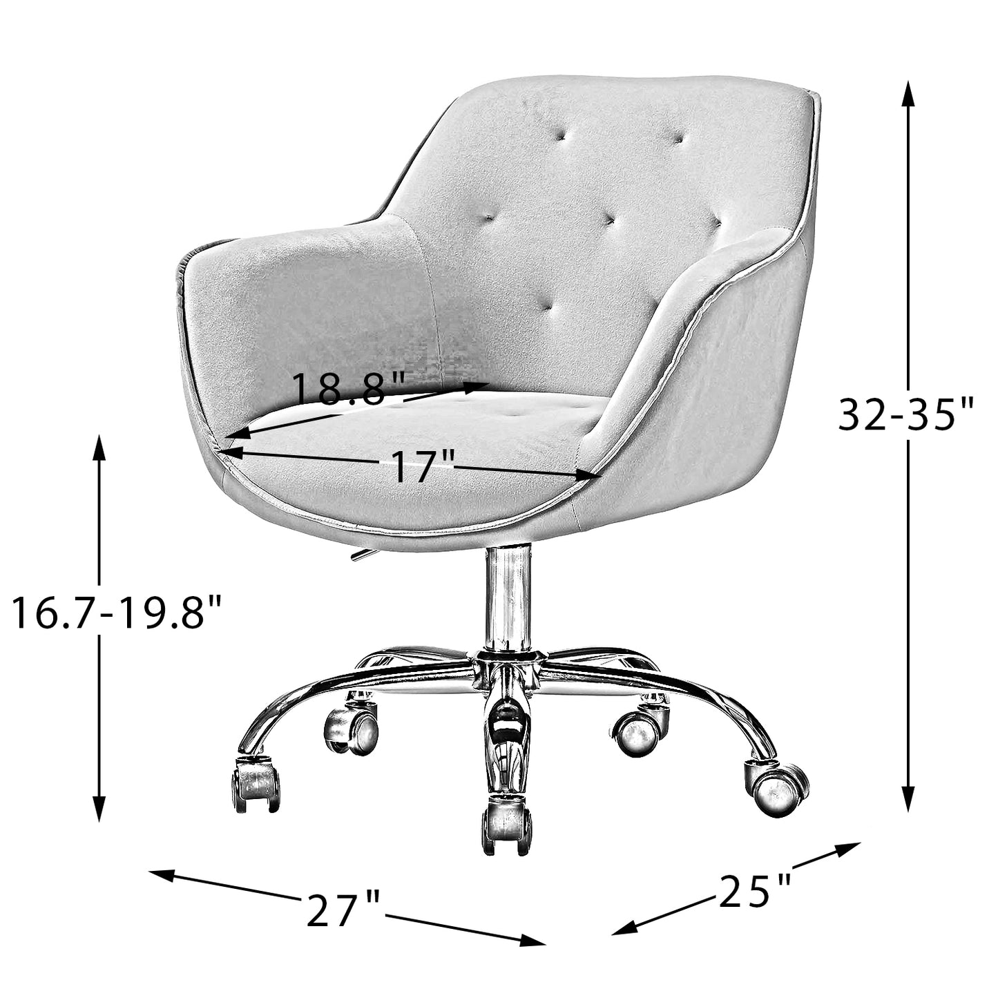 Somnus Task Chair With Tufted Back and Golden Base