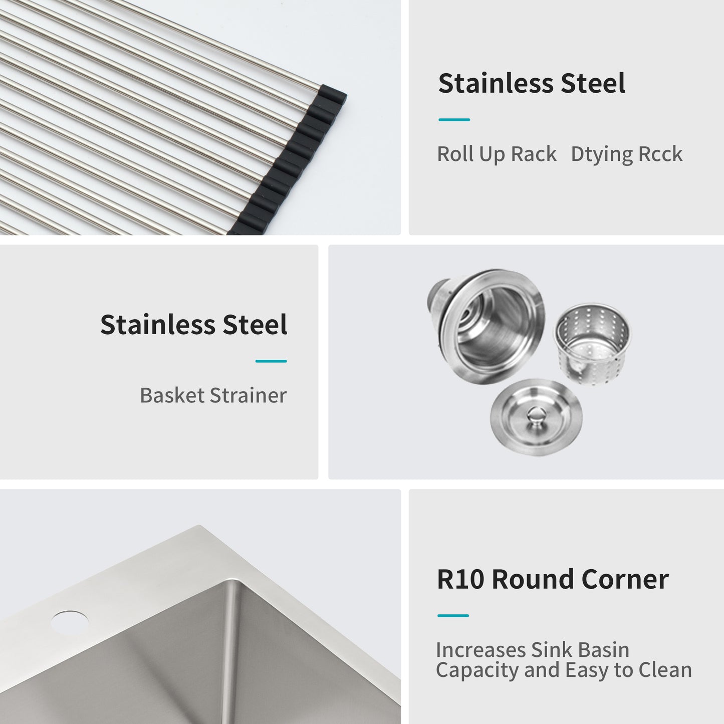 Single Bowl Stainless Steel Kitchen Sink with Enhanced Drainage Formula & Premium Accessories