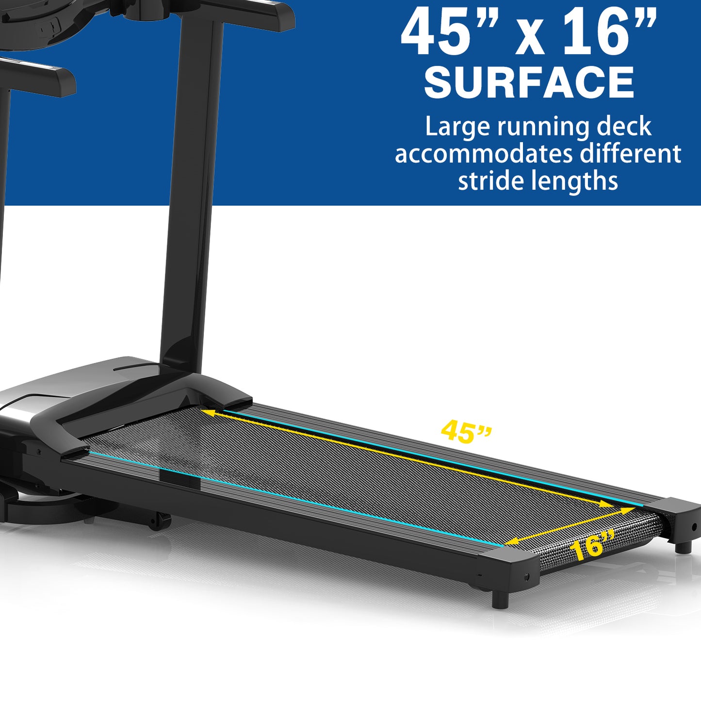 1.0 HP Folding Treadmill Electric Support Motorized Power Running Machine Trainer