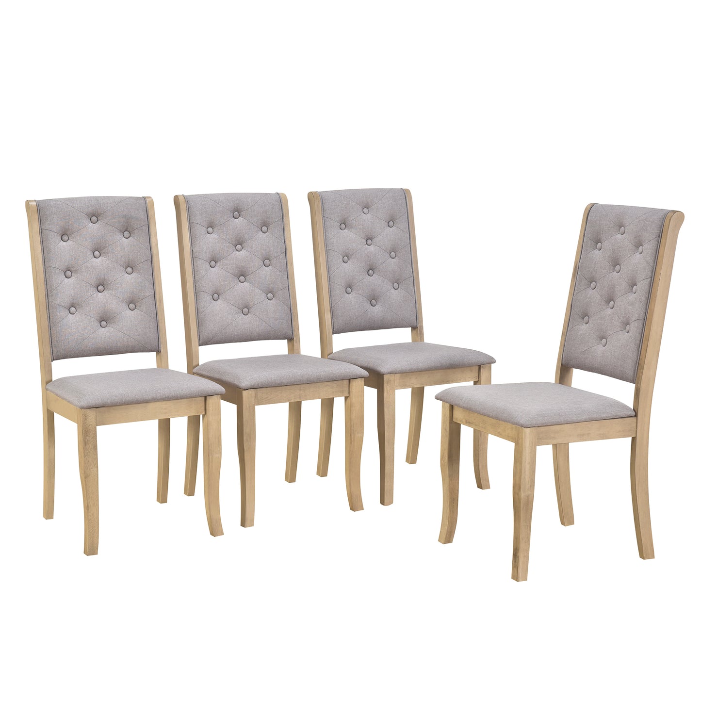 TREXM 6-Piece Retro Dining Set with Unique-designed Table Legs and Foam-covered Seat Backs&Cushions for Dining Room (Grey Wash)