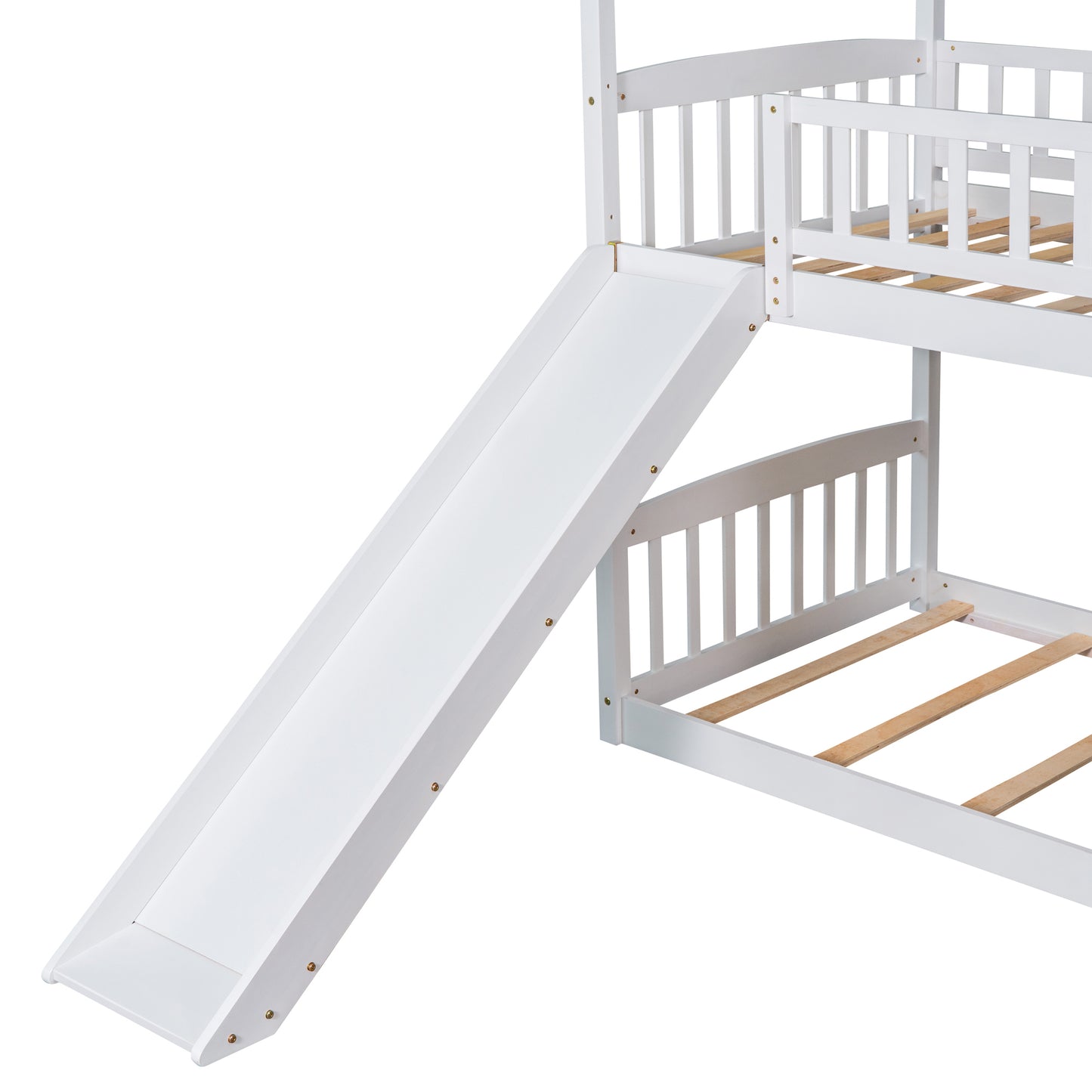 White Twin Over Twin Bunk Bed with Slide for House Design