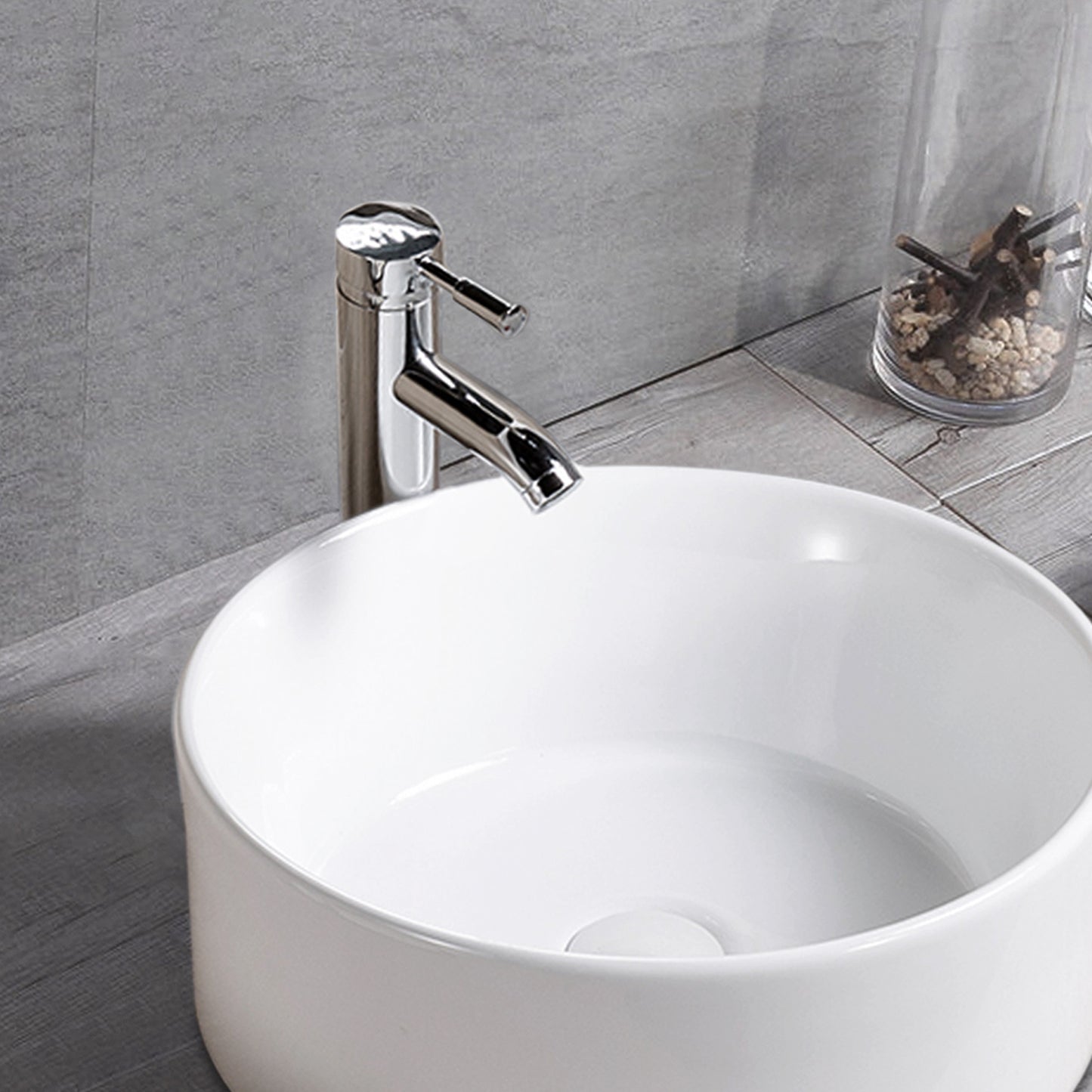 Vessel  Bathroom Sink Basin in White Ceramic