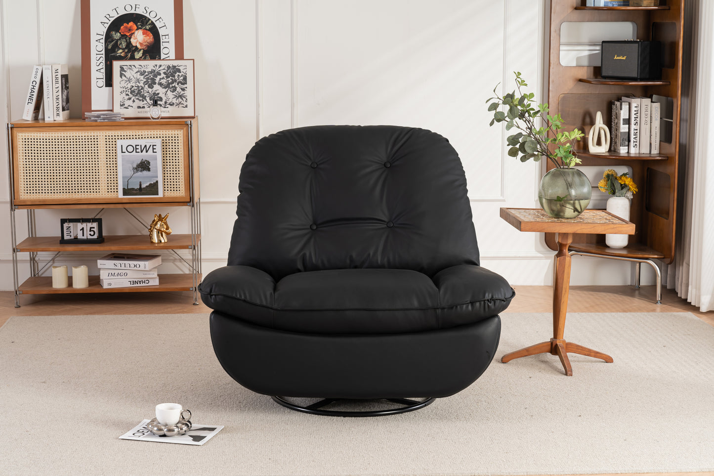 Luxurious Multi-Function Bluetooth Power Recliner Swivel Glider - Black PU