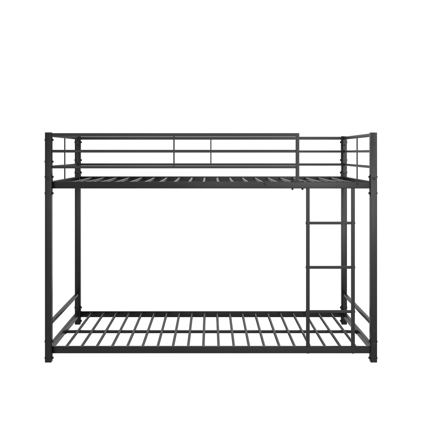 Black Finish Metal Twin Over Twin Bunk Bed with Safety Guard Rails