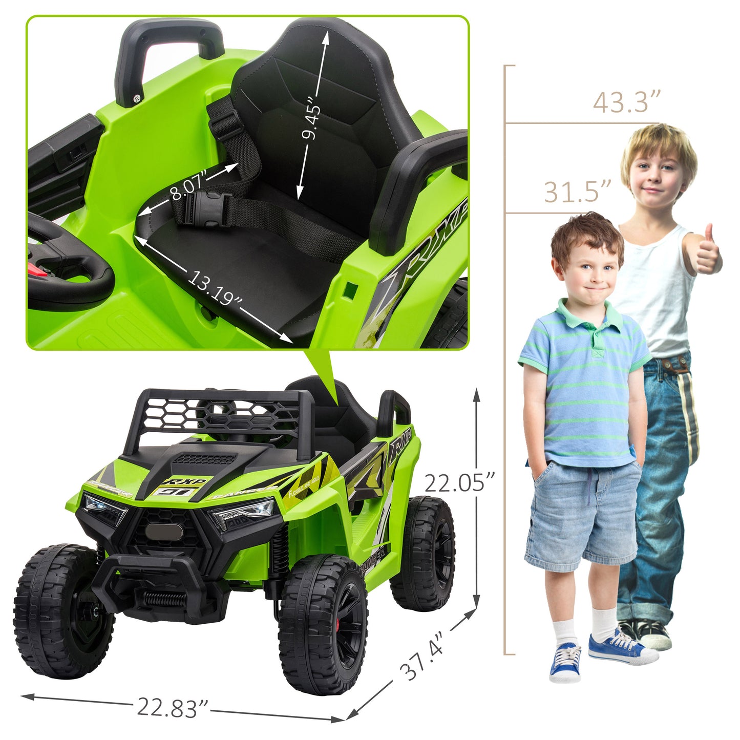 12V kids Ride On Mini UTV, Electric Car with Front LED Lights and Horn, Single Seat with a Safety Belt, Forward/Reverse Function