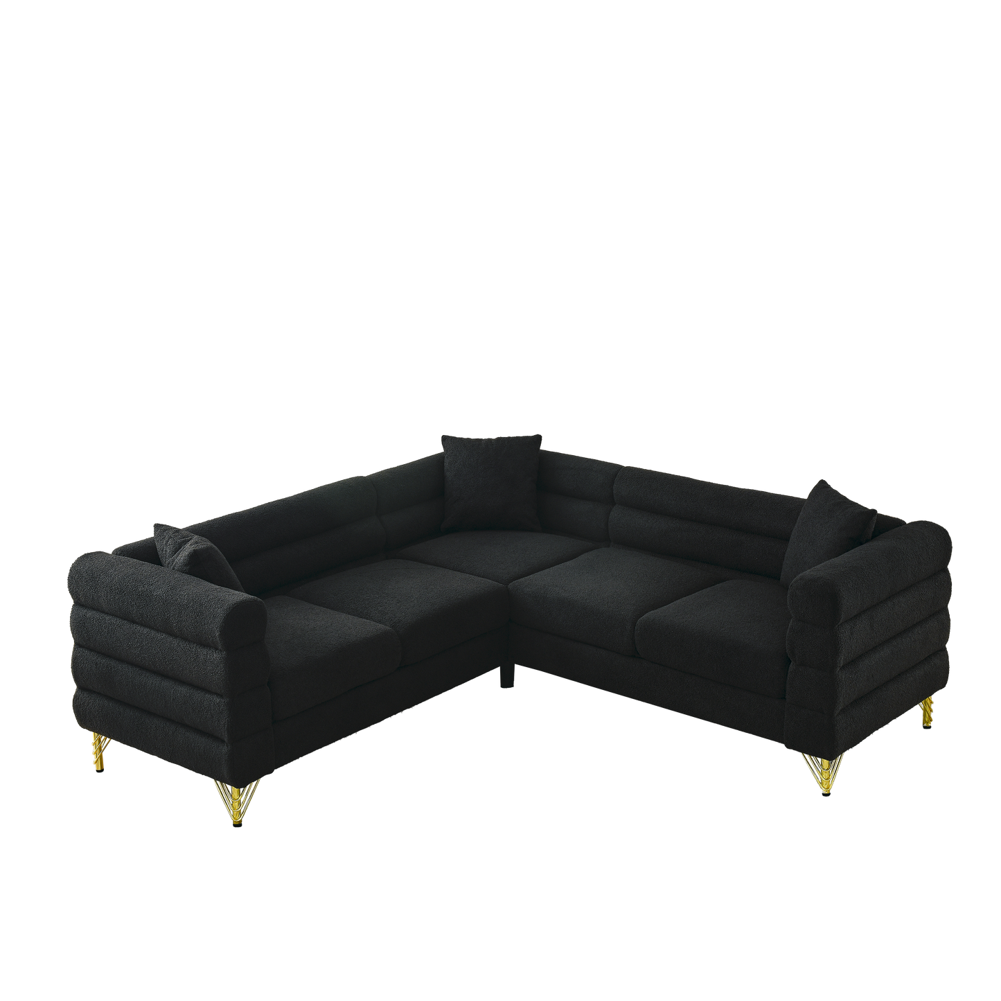 81.5-Inch Streamline Modern Corner Sofa with Metallic Luster Legs and Durable Construction