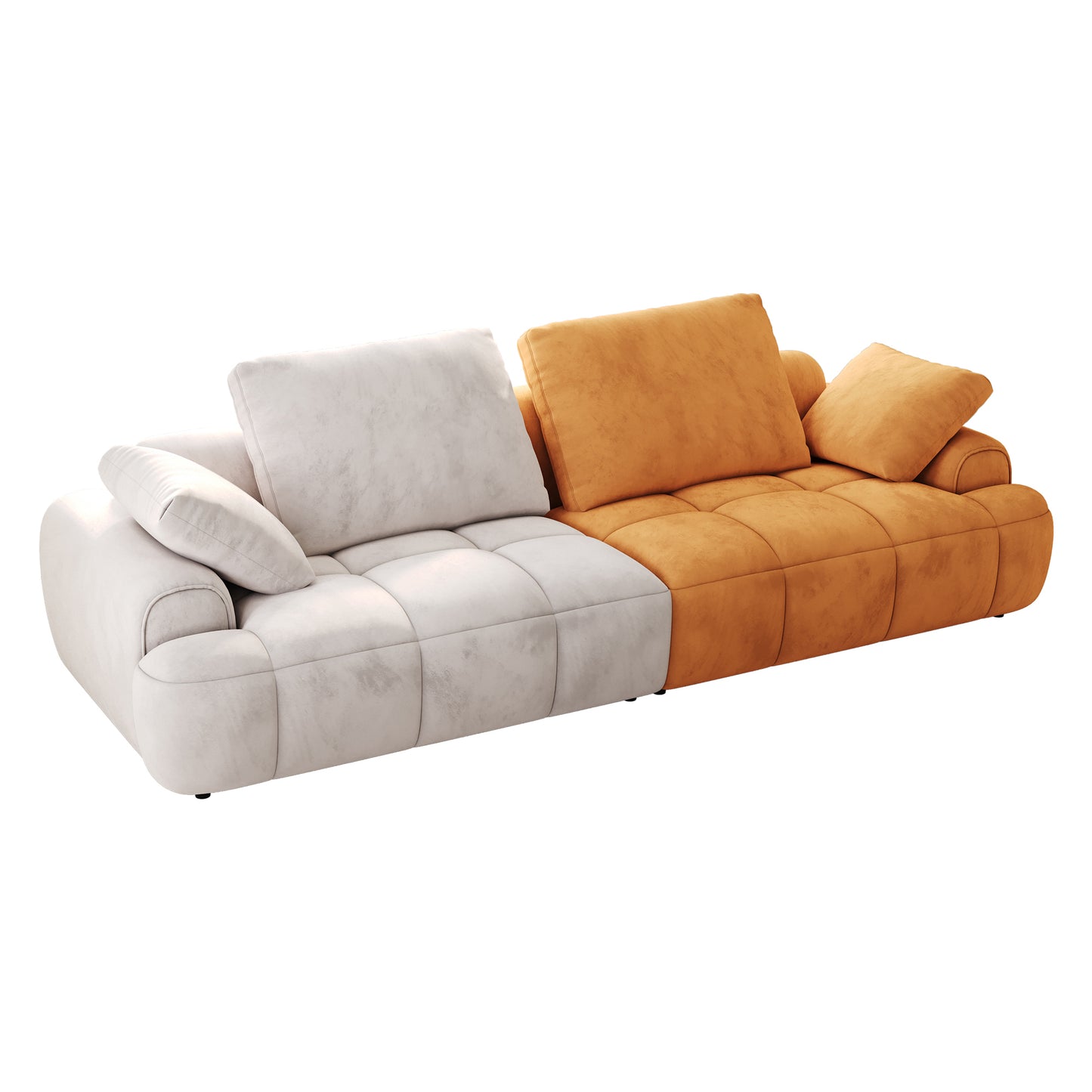 86.6″ Modern Beige and Yellow Upholstered Sofa with Two-Seat Capacity