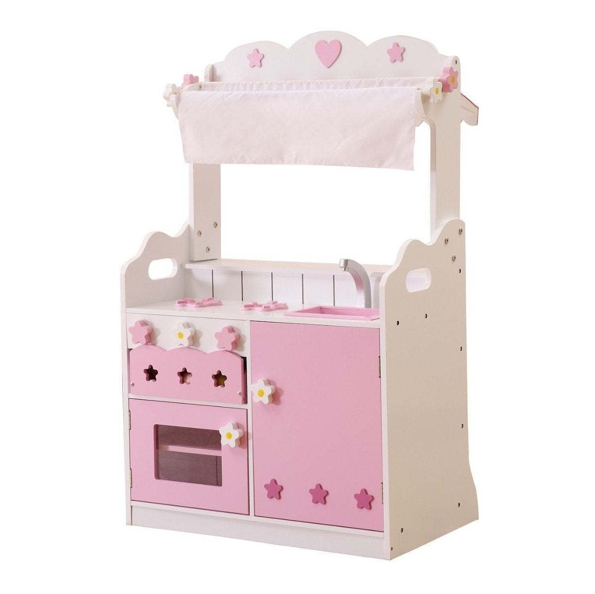 Pretend Kitchen and Market Stall - Pink 2-in-1 Playset for Kids