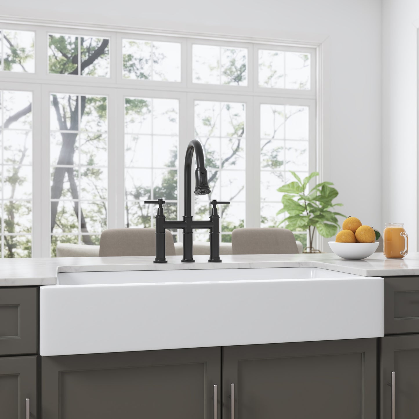 Elegant 37-Inch White Ceramic Farmhouse Kitchen Sink