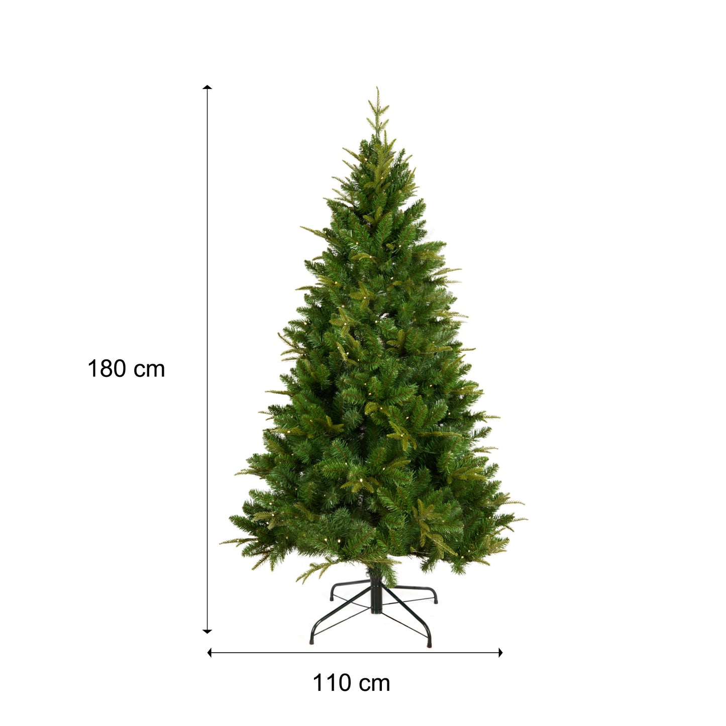6-Foot Green Artificial Christmas Tree with 1079 Tips, 260 LED Lights, Unlit Hinged Spruce PVC/PE Xmas Tree for Indoor and Outdoor Use