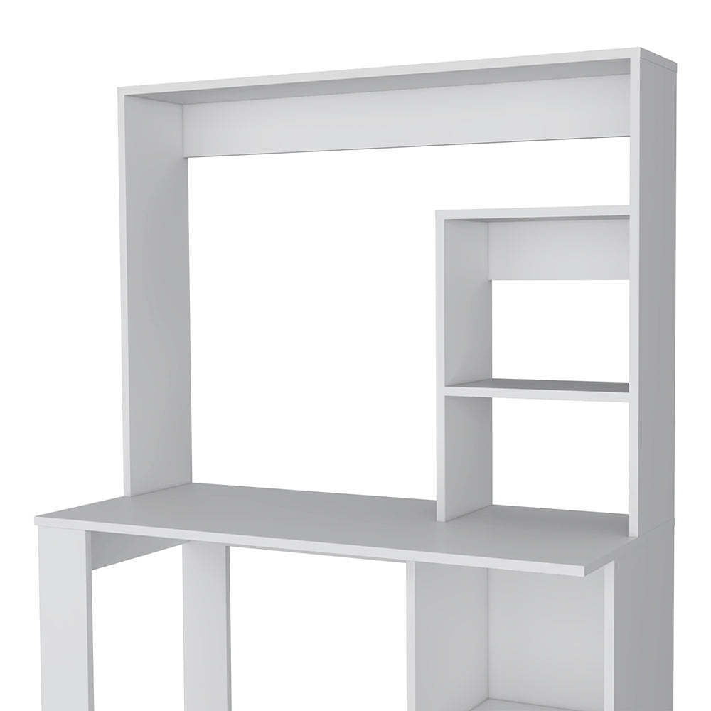 White Palisades Computer Workstation with Storage Shelves and Hutch