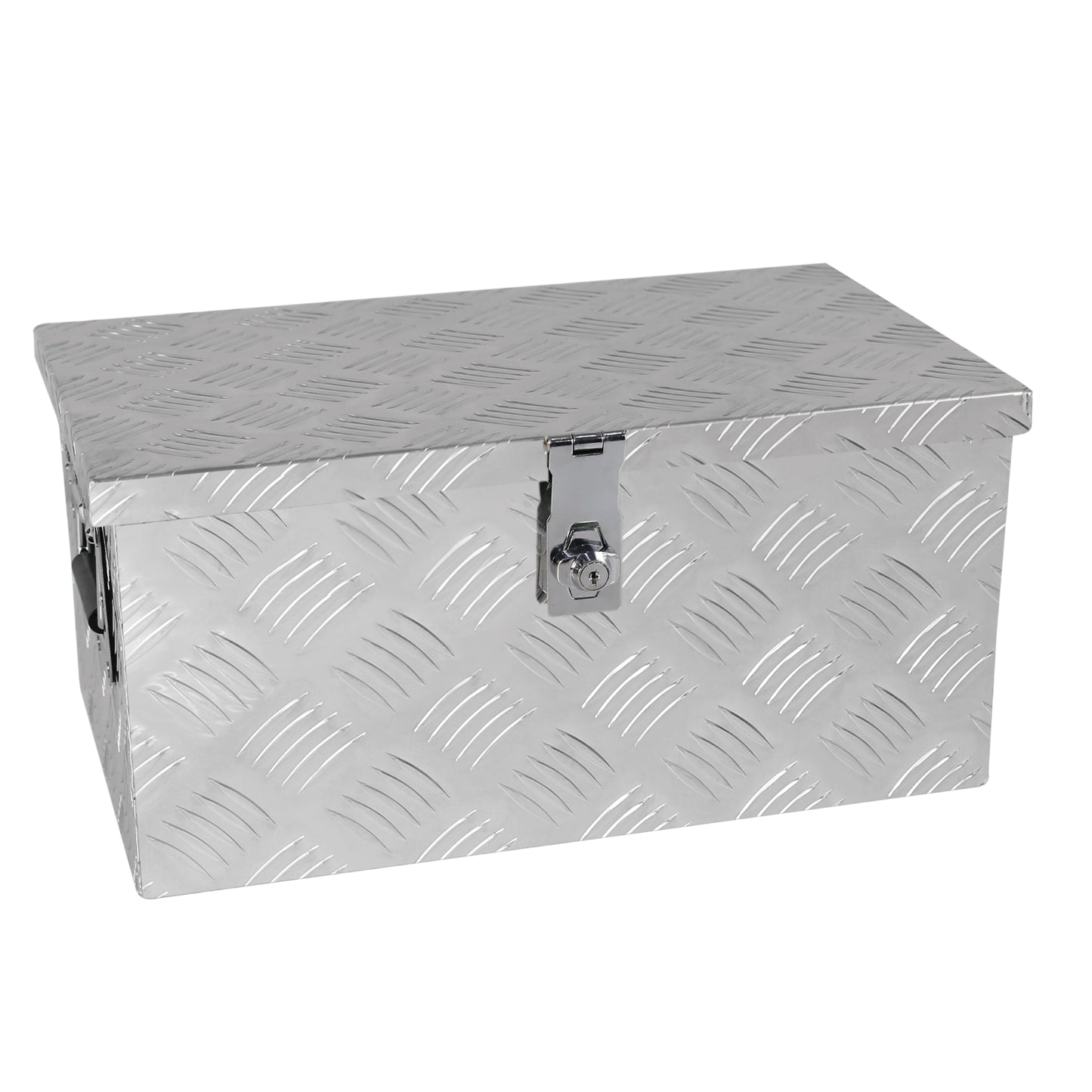 20 Inch Silver Aluminum Tool long Box 5 Bar Tread Flat box for Truck Car Outdoor Trailer Pickup Underbody RV ATV Storage Tools Organizer with Lock Side Handle and Keys (20.1"×11.8"×9.3")