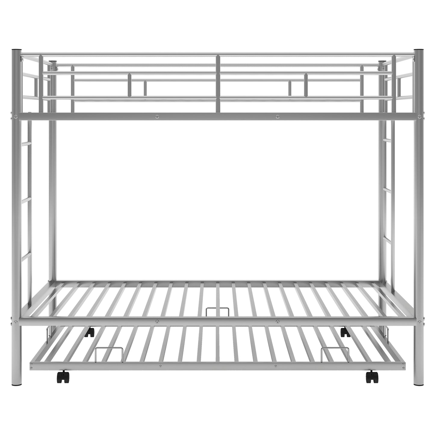 Silver Metal Twin Bunk Bed with Trundle - Smart Space-Saving Solution