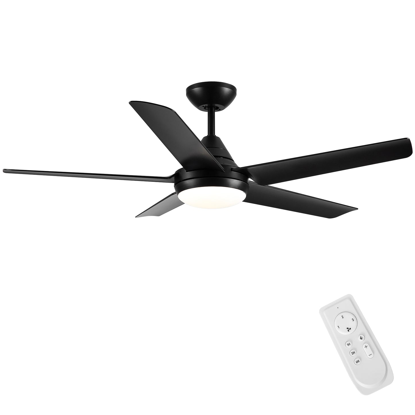 48-Inch Modern Black Ceiling Fan with Integrated LED Light and Color Changing Technology