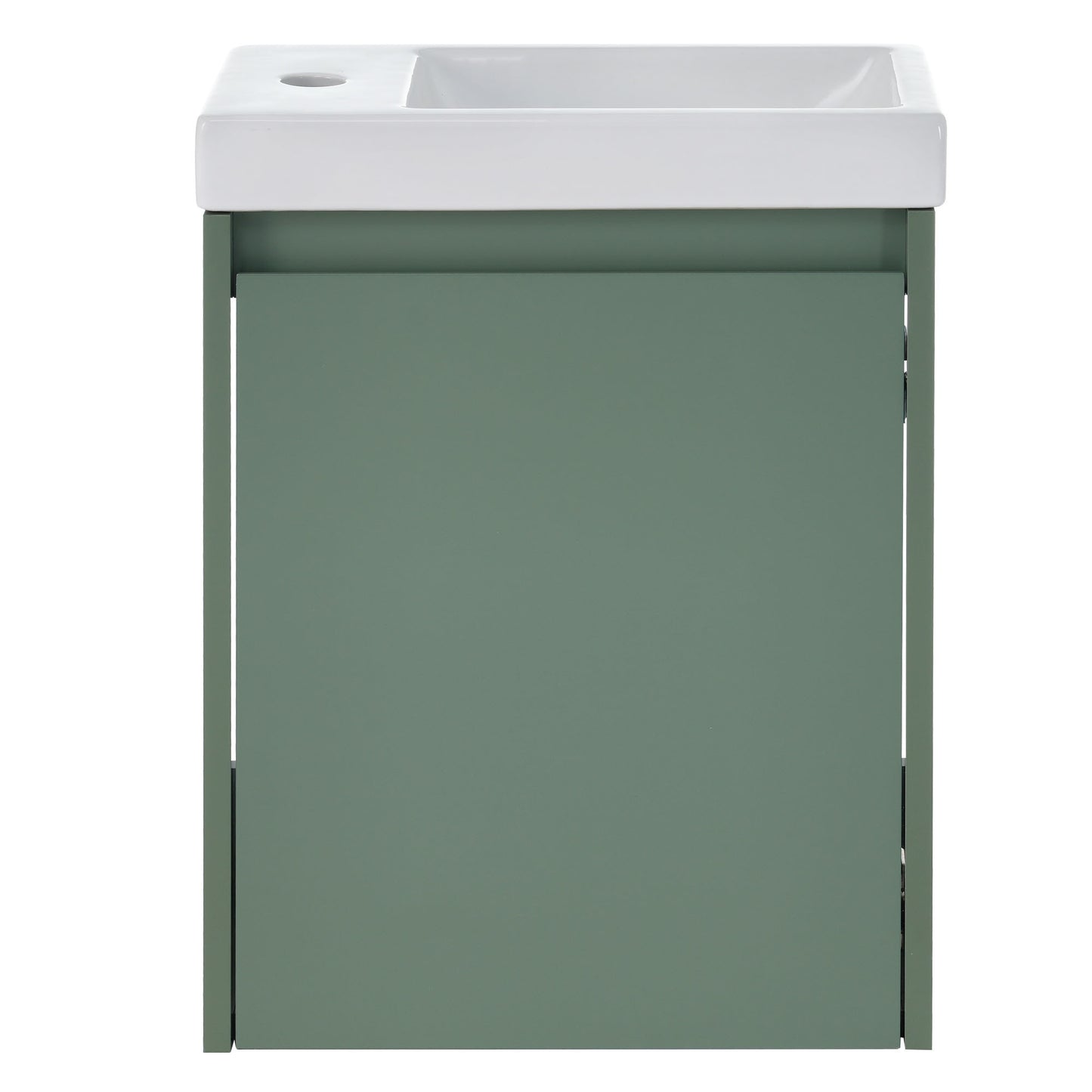 Elegant 16-Inch Green Bathroom Vanity Cabinet with Soft-Close Doors - Easy Assembly, Stylish Storage