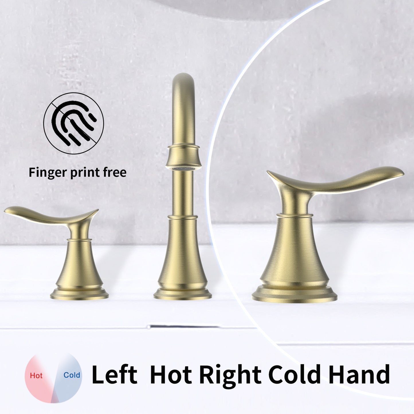 Luxury Brushed Gold 3-Hole Bathroom Sink Faucet with Swivel Spout